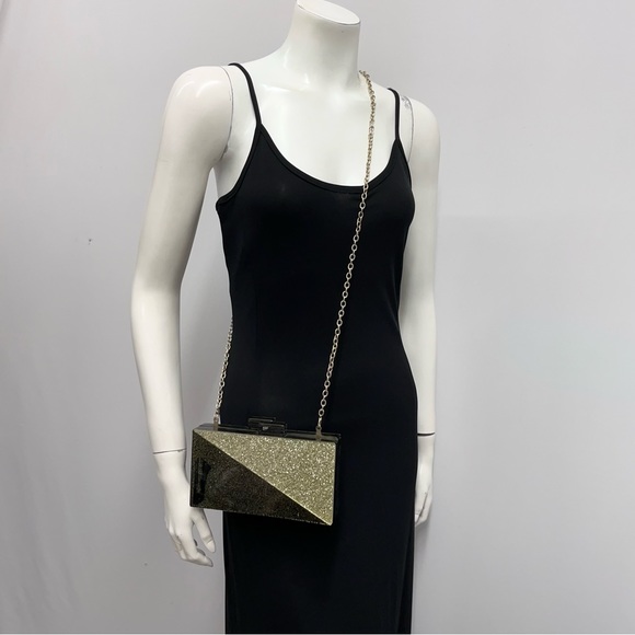 Neiman Marcus Lucite Purse or Clutch‎ $165.00 Metallic Gold and Black Rectangle - Picture 6 of 11